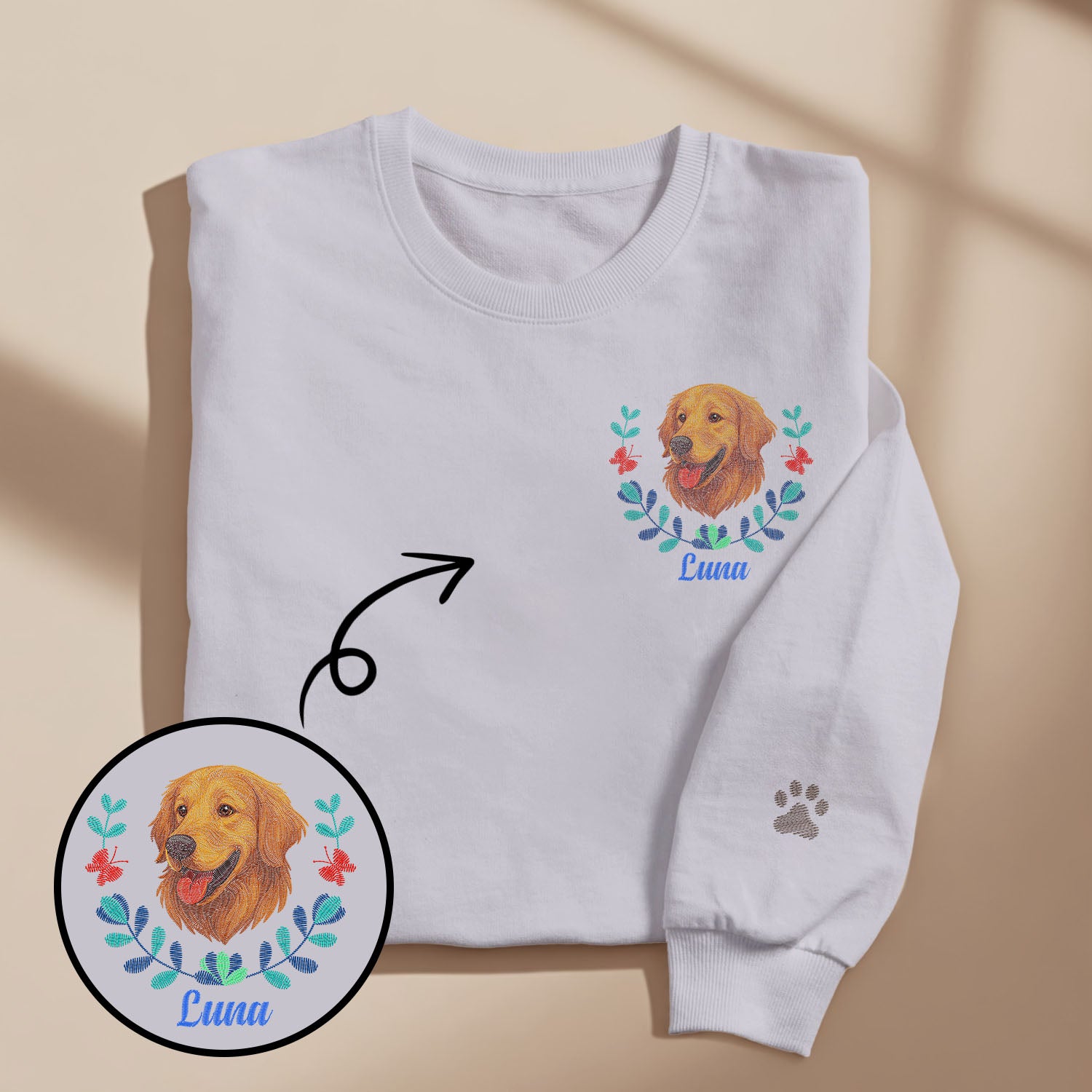 Custom Embroidered-Style Dog Sweatshirt