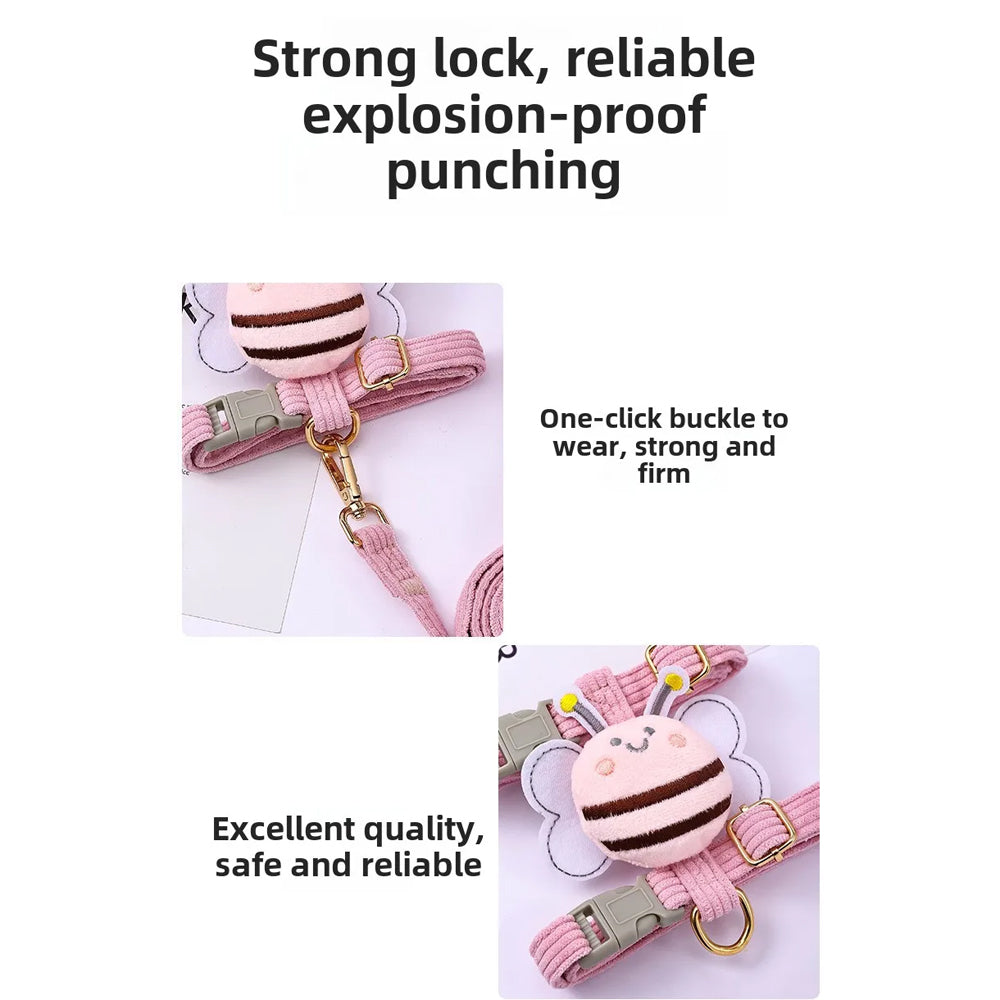 Cute Bee Dog Harness Leash Set