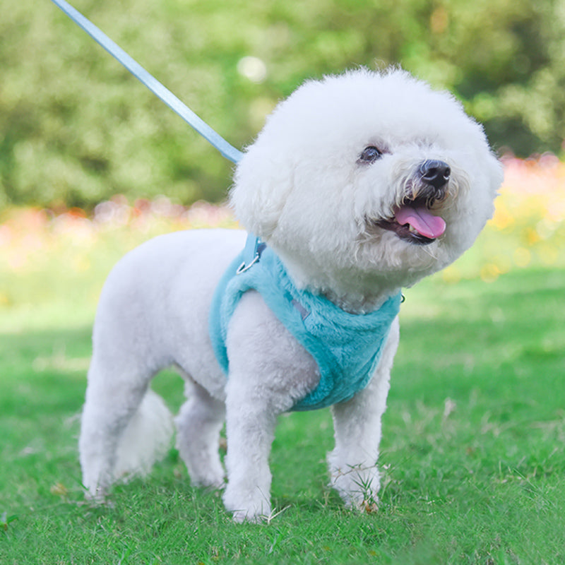 Reflective Plush Dog Harness Leash Set