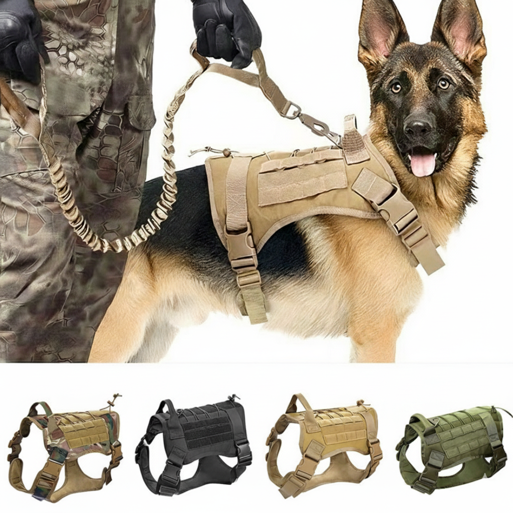 Military Grade Tactical Dog Harness Vest Set