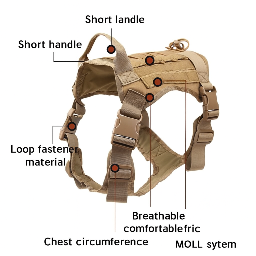 Military Grade Tactical Dog Harness Vest Set