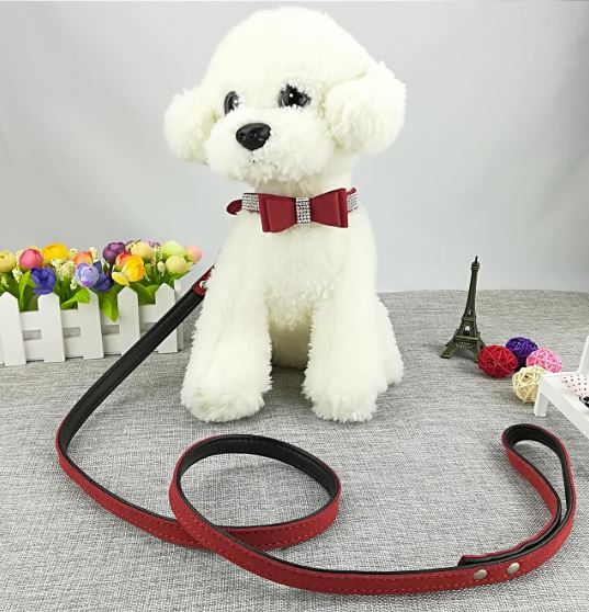 Luxury Rhinestone Bow Dog Collar Leash Set