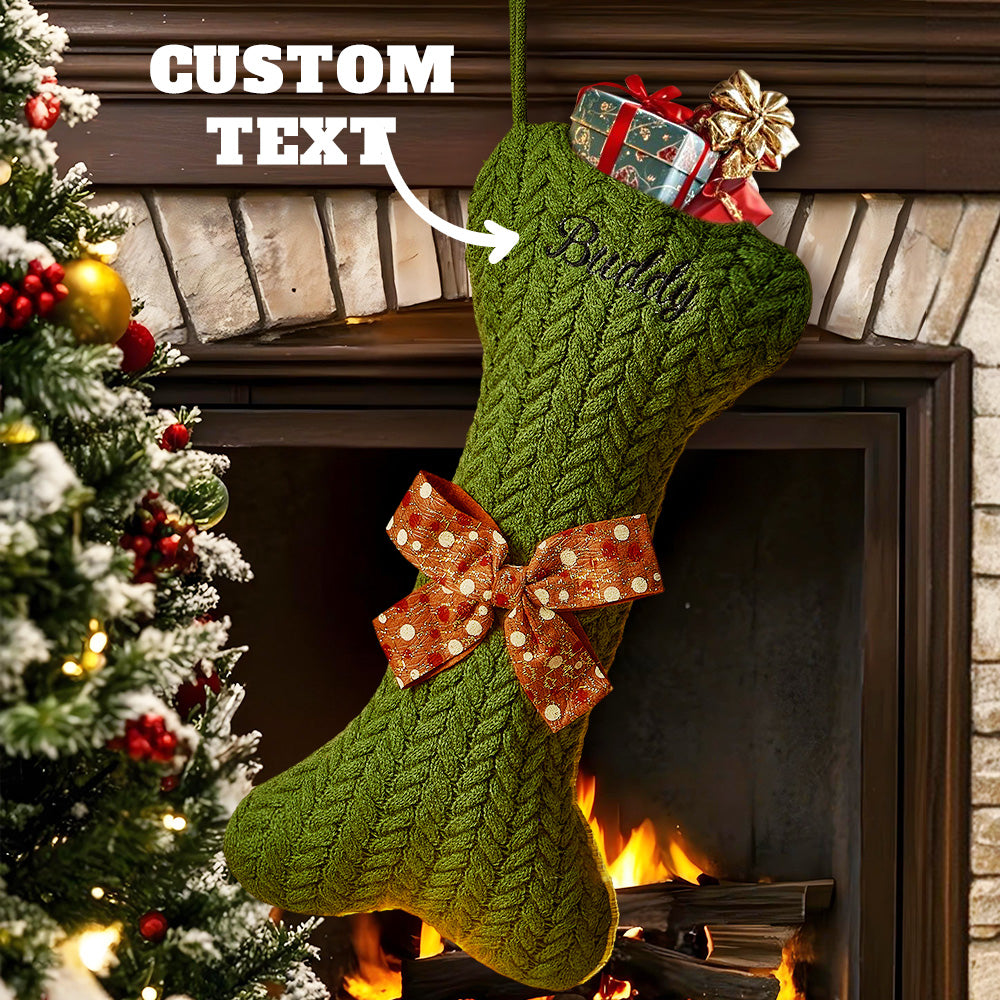 Personalized Dog Bone Christmas Stocking – Custom Holiday Gift for Pets