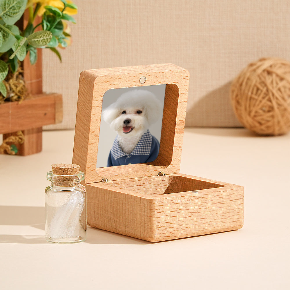 Personalized Dog Fur Wooden Keepsake Box – Memorial Gift for Dog Lovers