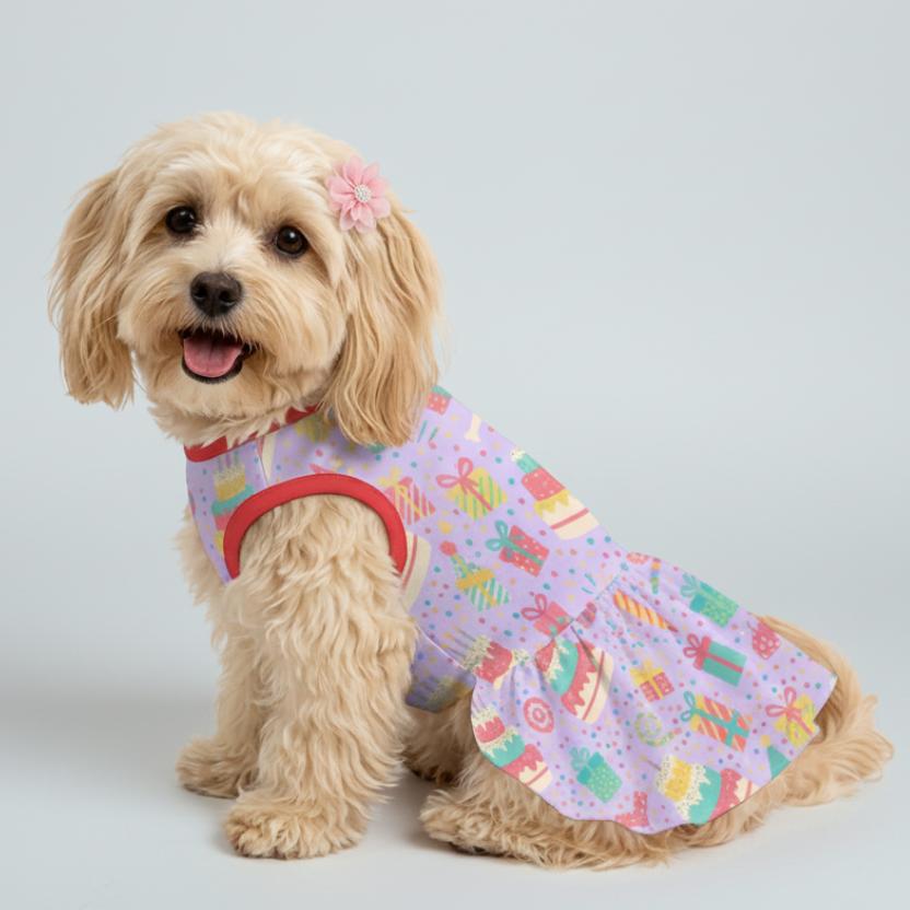 Birthday Cake Party Small Dog Ruffle Dog Dress