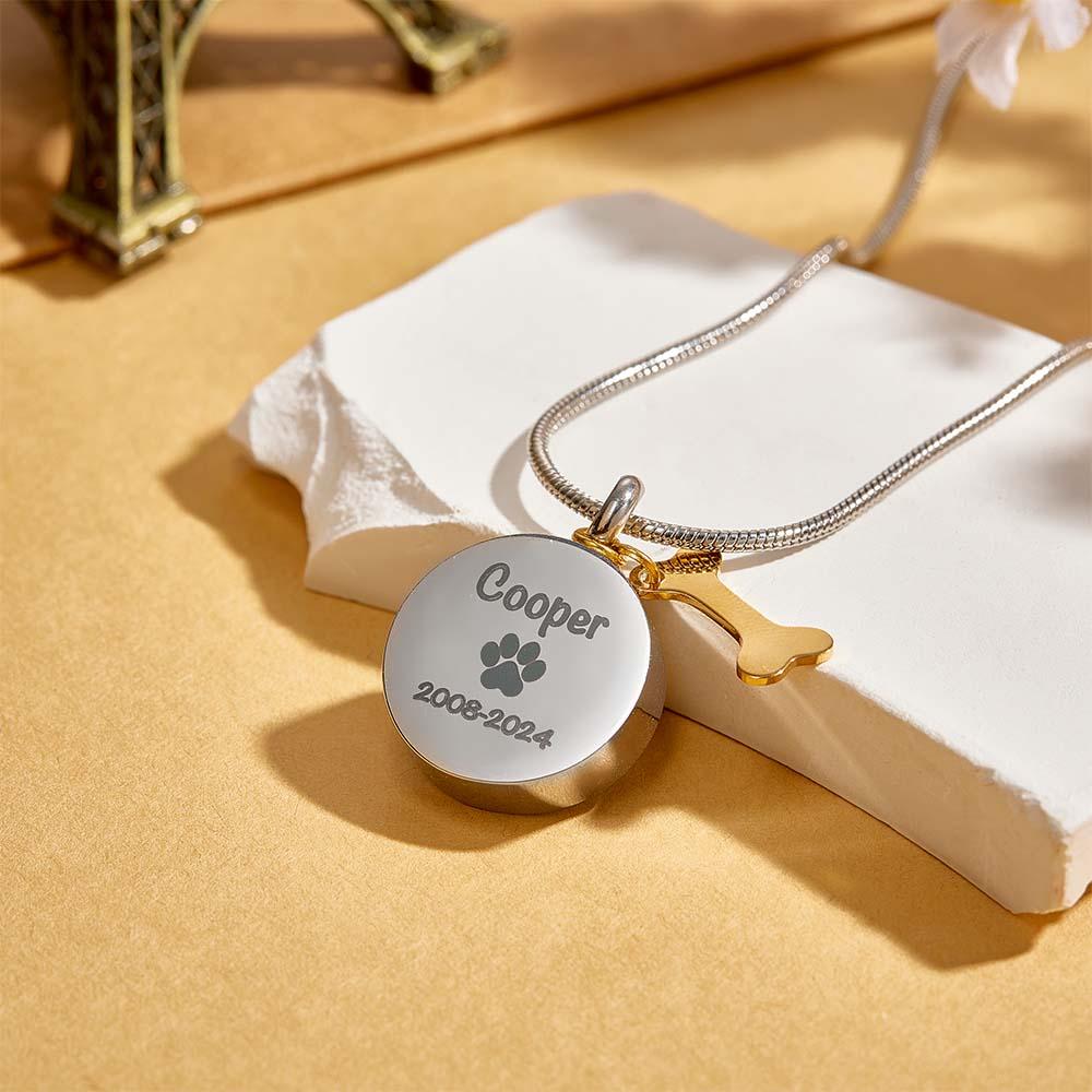 Personalized Engraved Dog Ashes Necklace