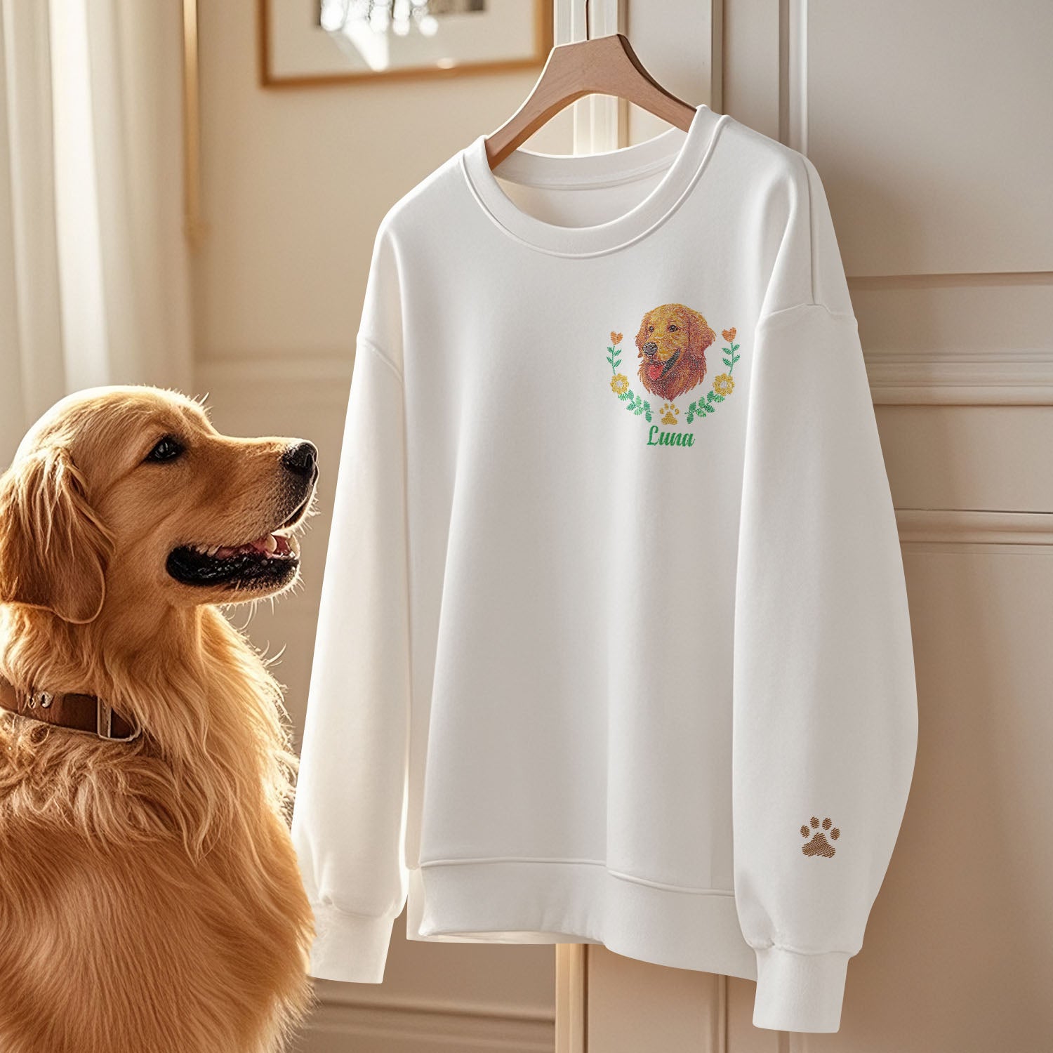 Custom Embroidered-Style Dog Sweatshirt