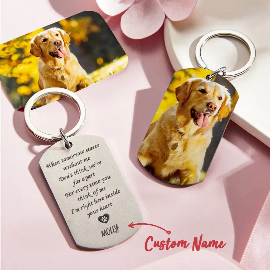 Custom Dog Photo Keychain – Personalized Heat-Pressed Keepsake