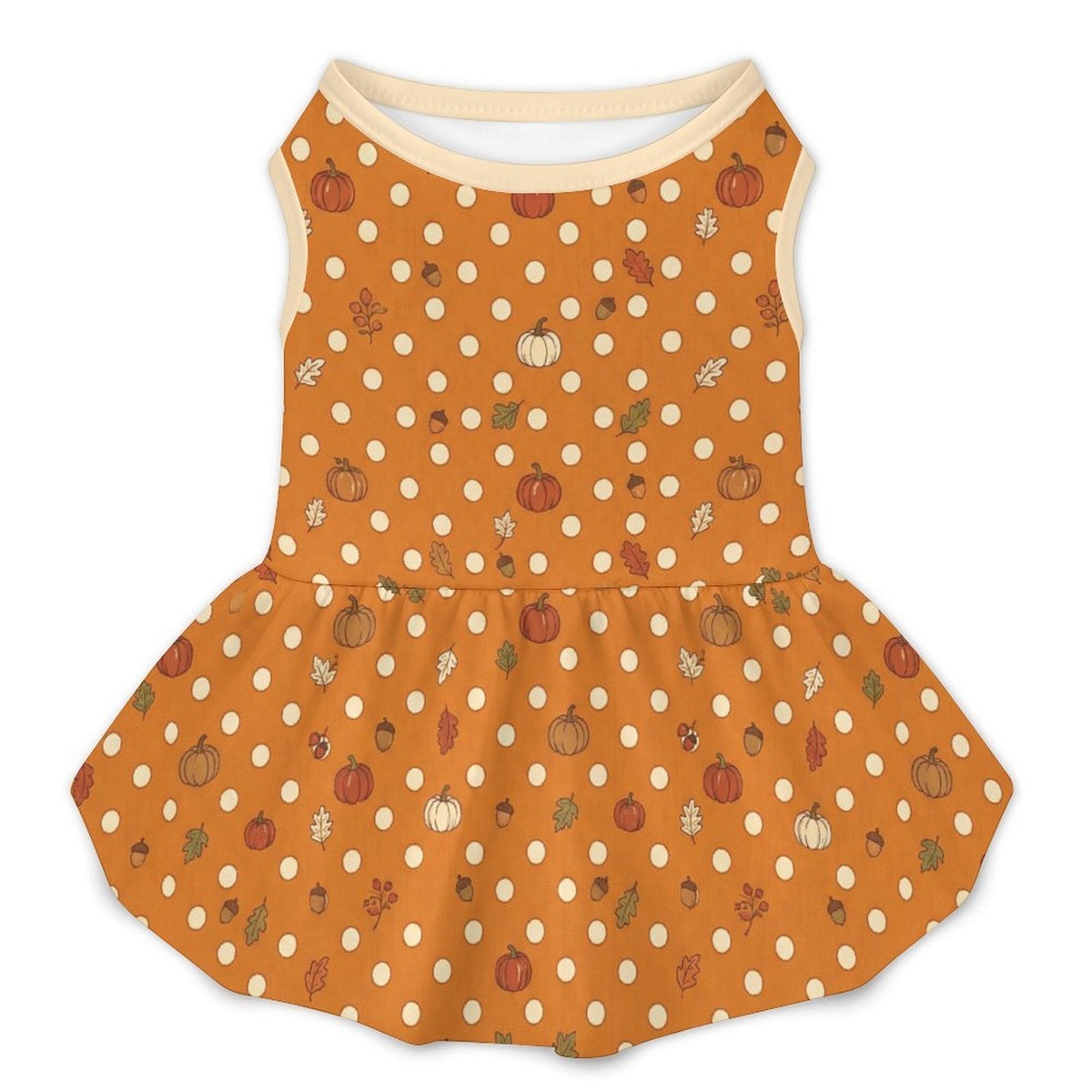 Autumn Pumpkin Polka Dot Small Dog Ruffle Dog Dress