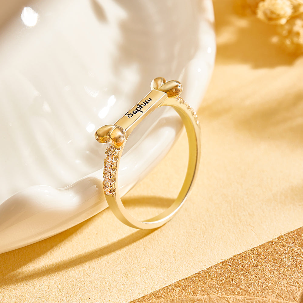 Personalized Dog Bone Name Ring