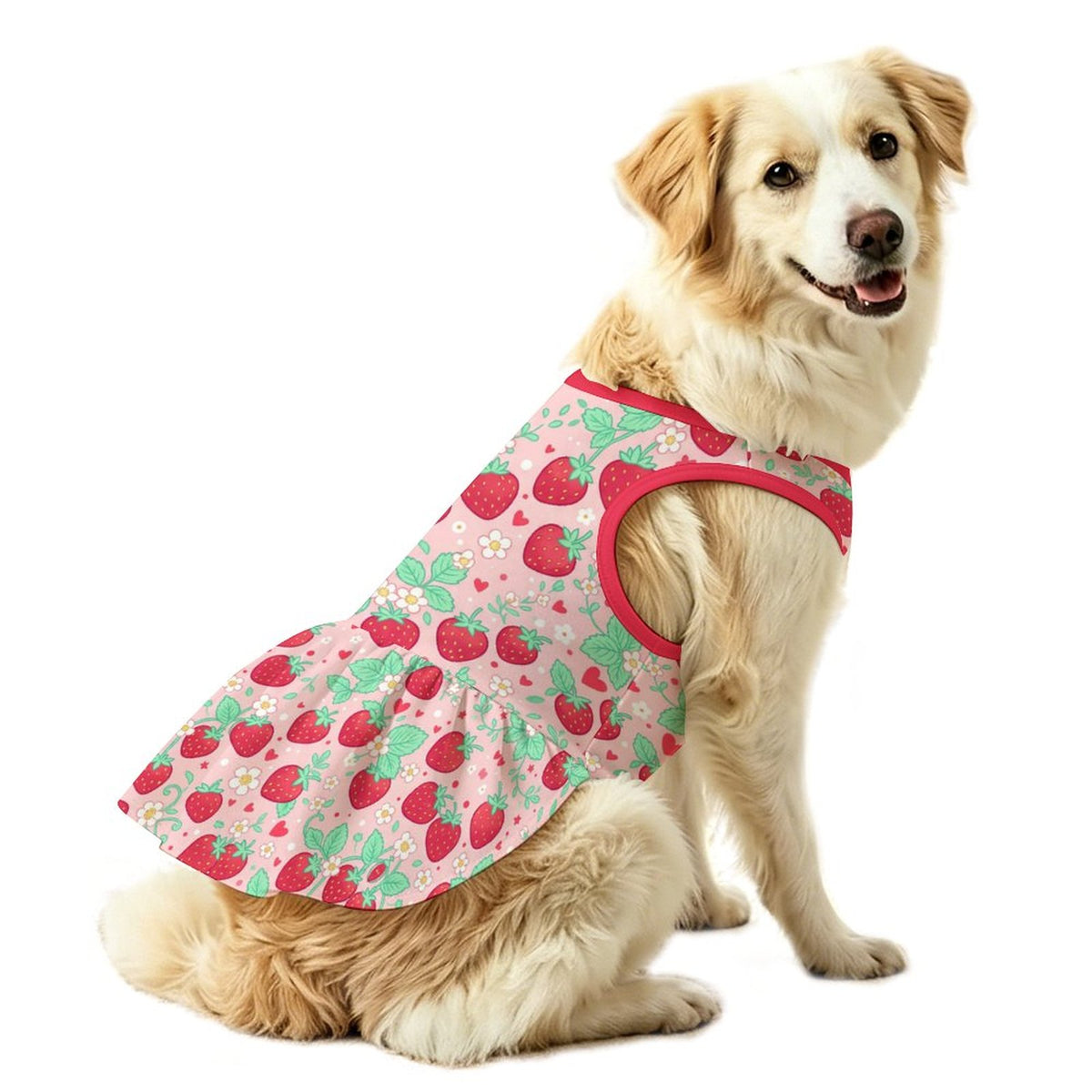 Sweet Strawberry Large Dog Ruffle Dog Dress