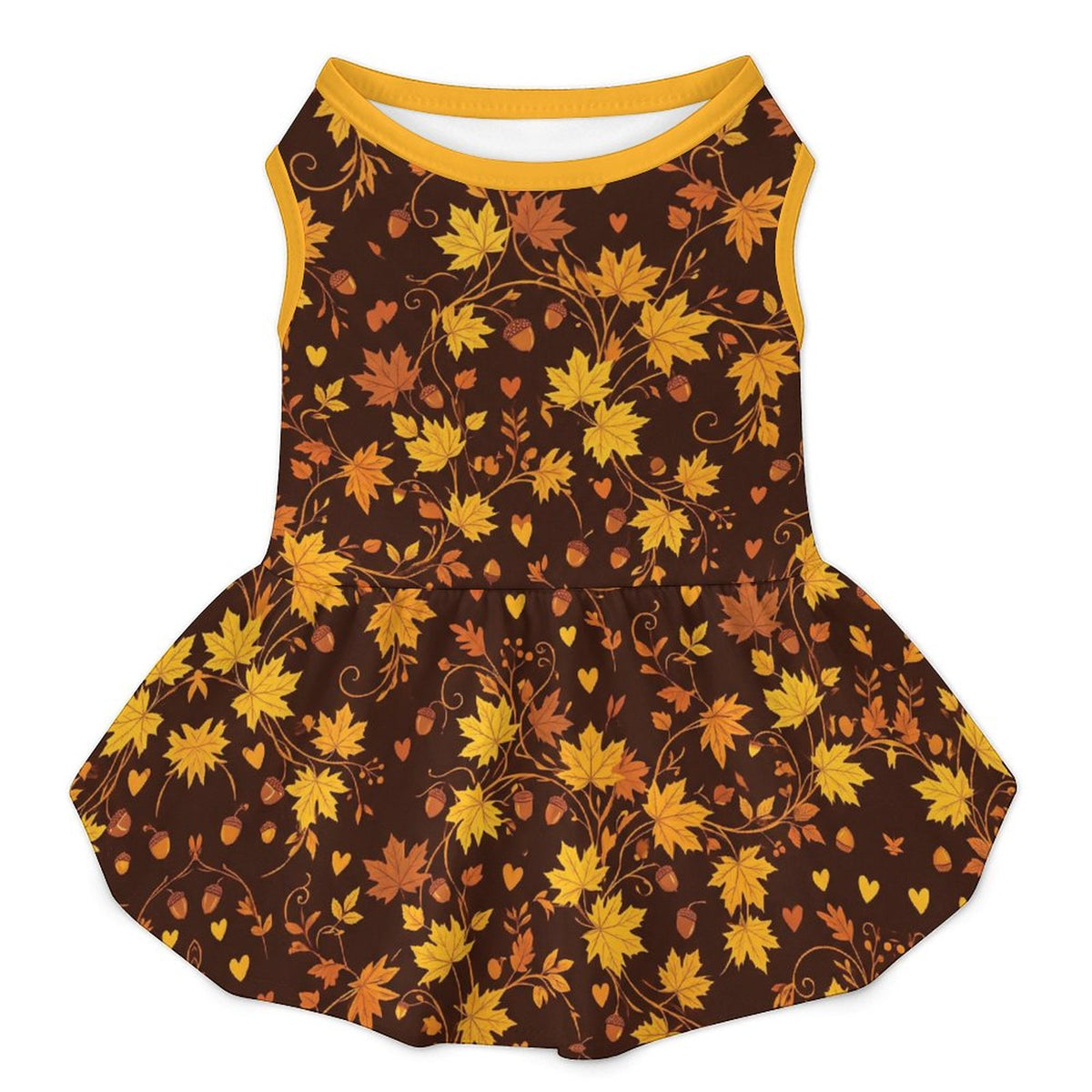 Autumn Maple Leaves Large Dog Ruffle Dog Dress