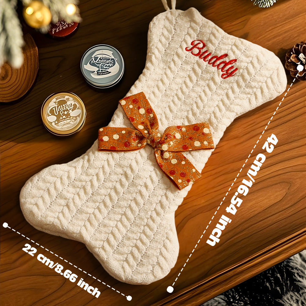 Personalized Dog Bone Christmas Stocking – Custom Holiday Gift for Pets
