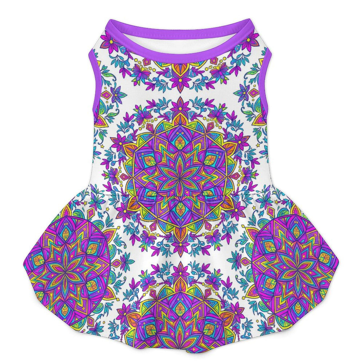 Boho Mandala Floral Large Dog Ruffle Dog Dress