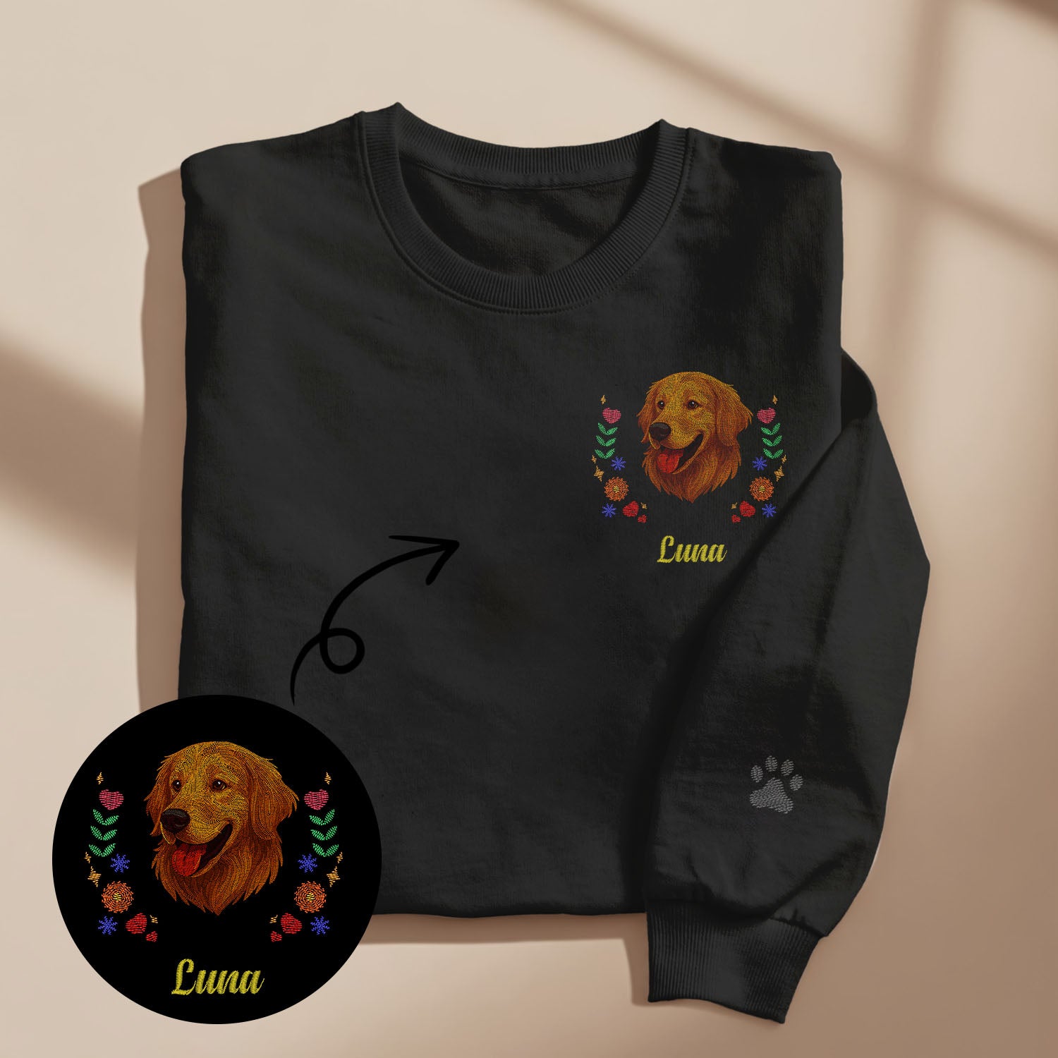 Custom Embroidered-Style Dog Sweatshirt