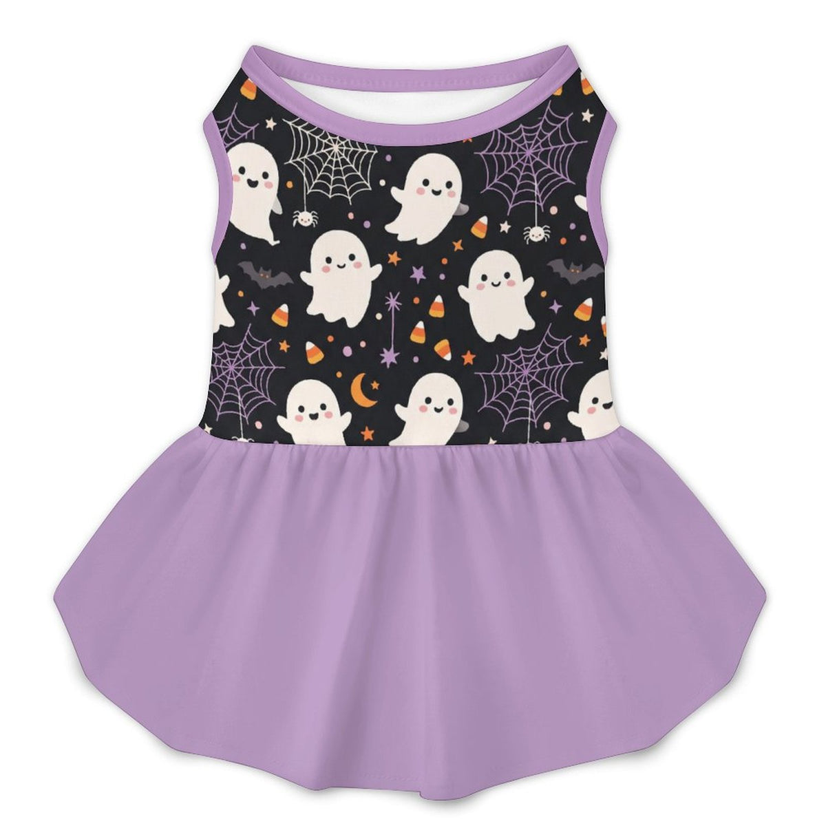 Cute Ghost Spiderweb Small Dog Ruffle Dog Dress