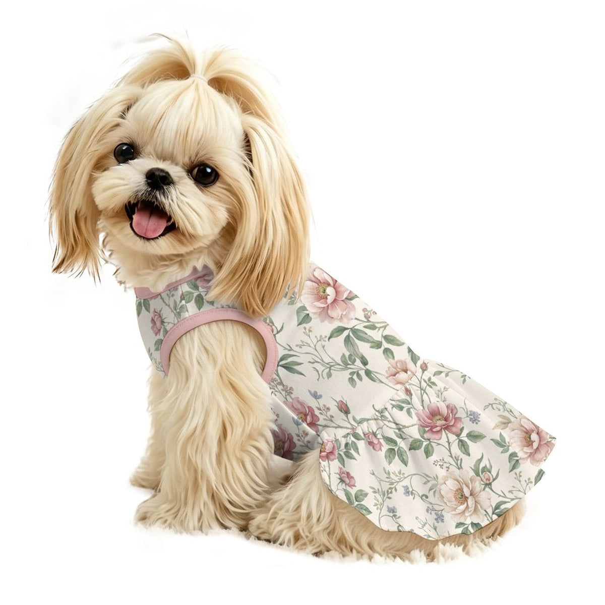 Vintage Rose Floral Small Dog Ruffle Dog Dress