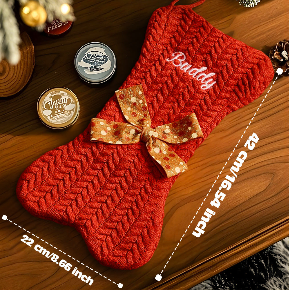 Personalized Dog Bone Christmas Stocking – Custom Holiday Gift for Pets