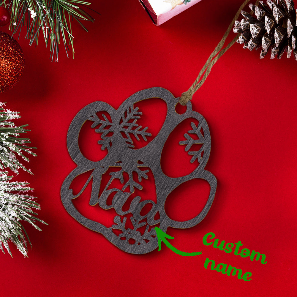 Personalized Dog Paw Ornament – Custom Wooden Keepsake for Christmas