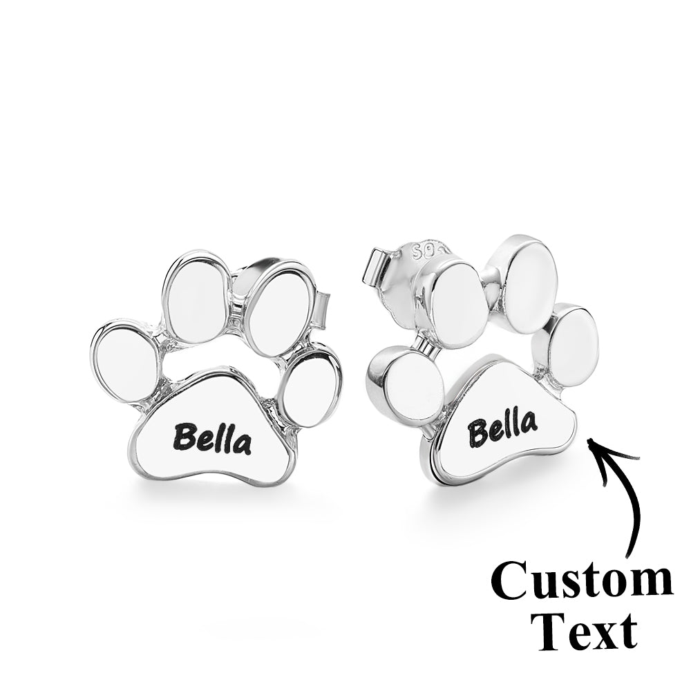 Personalized Dog Paw Print Earrings