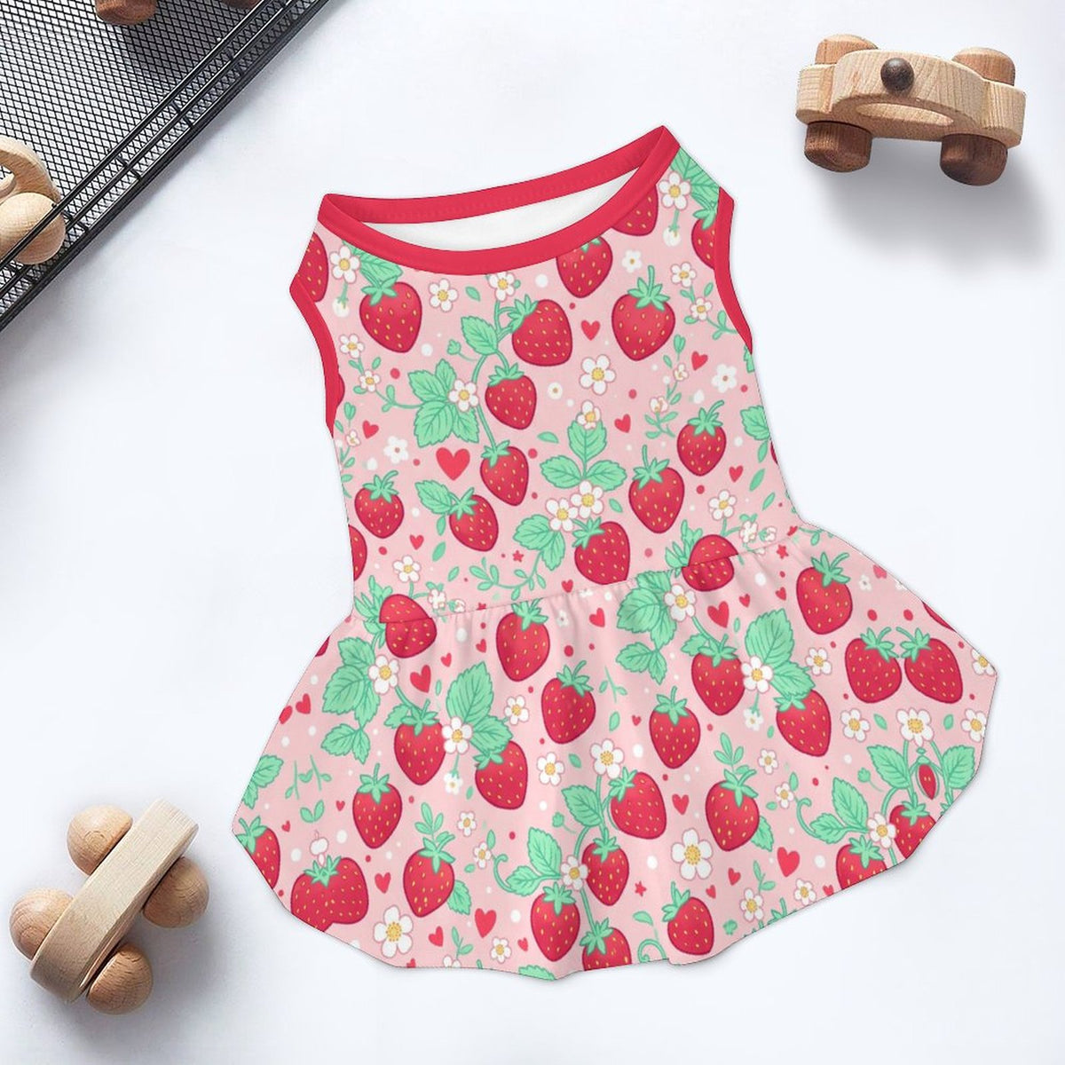 Sweet Strawberry Small Dog Ruffle Dog Dress
