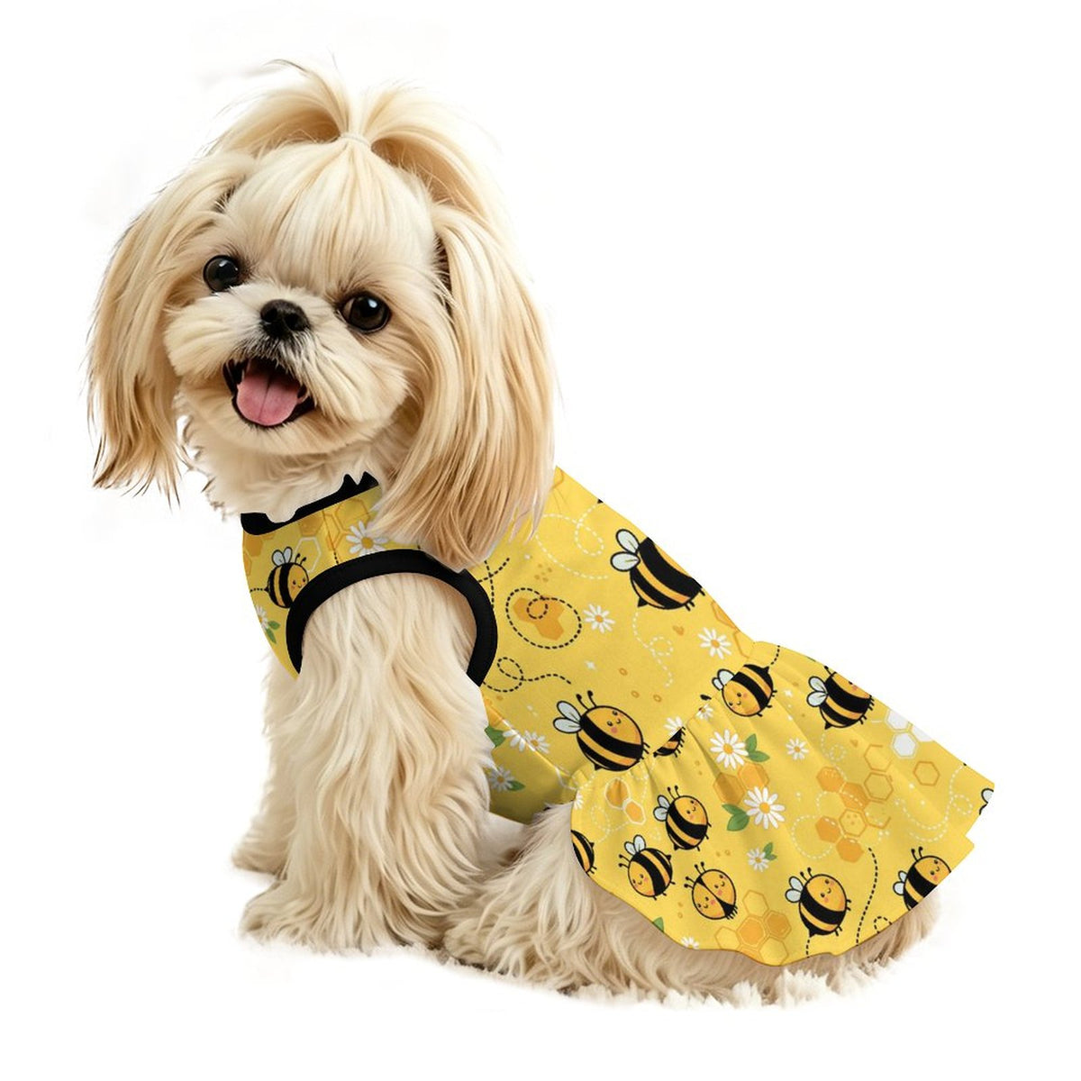 Honey Bee Daisy Small Dog Ruffle Dog Dress