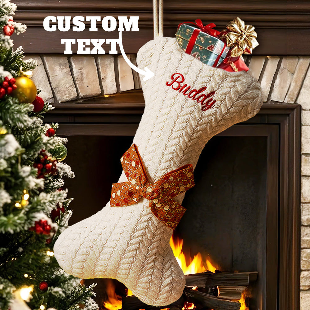 Personalized Dog Bone Christmas Stocking – Custom Holiday Gift for Pets