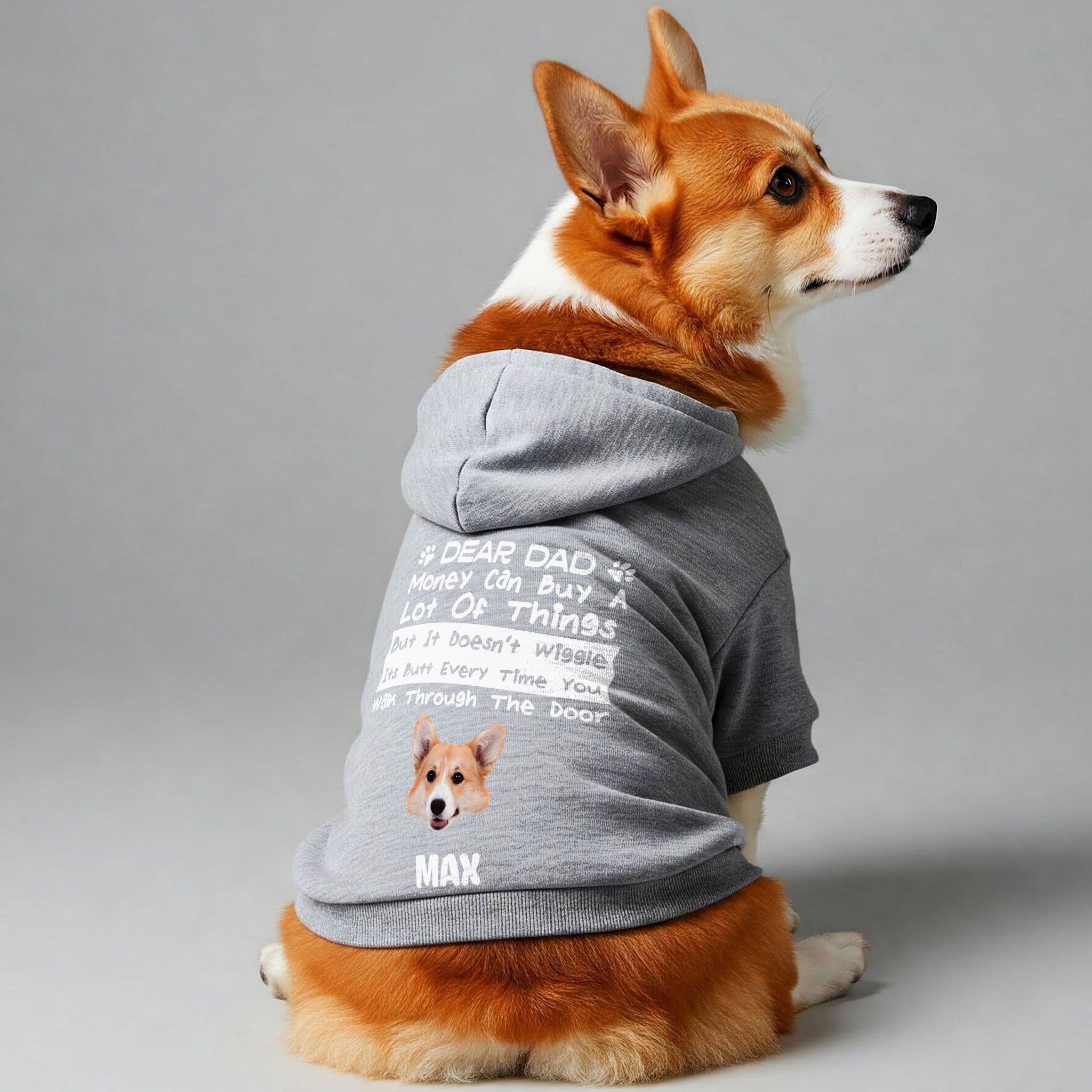 Money can buy - Personalized hoodie with your dog’s name, photo, and MOM, MUM, or DAD– dog hoodie – dog clothes