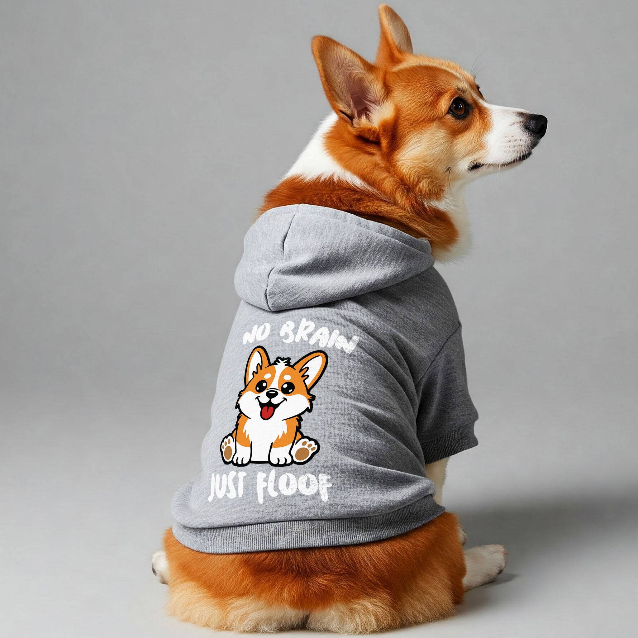 No Brain, Just Floof - Corgi Hoodie - Dog Clothes