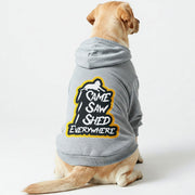 Labrador wearing an 'I Shed Everywhere' hoodie