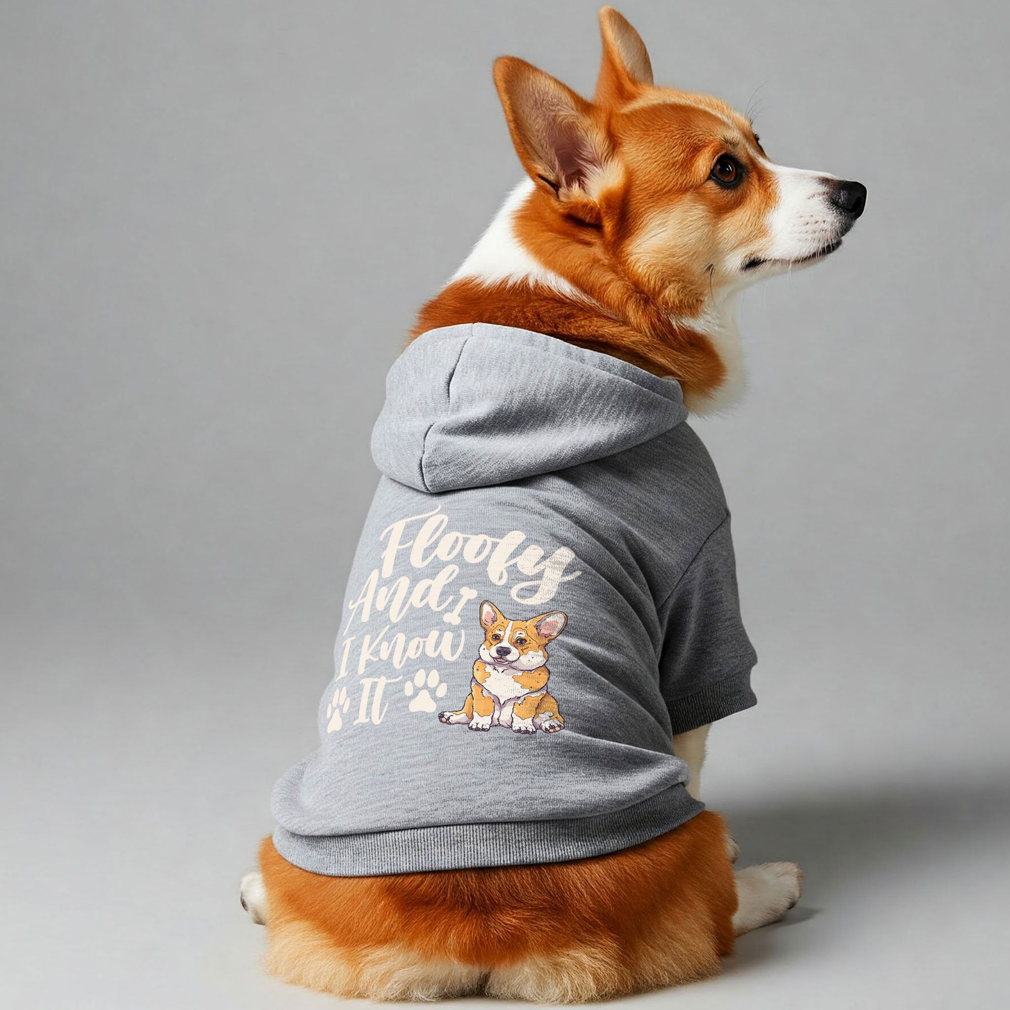 Floofy and I know it - Corgi Hoodie - Dog Clothes