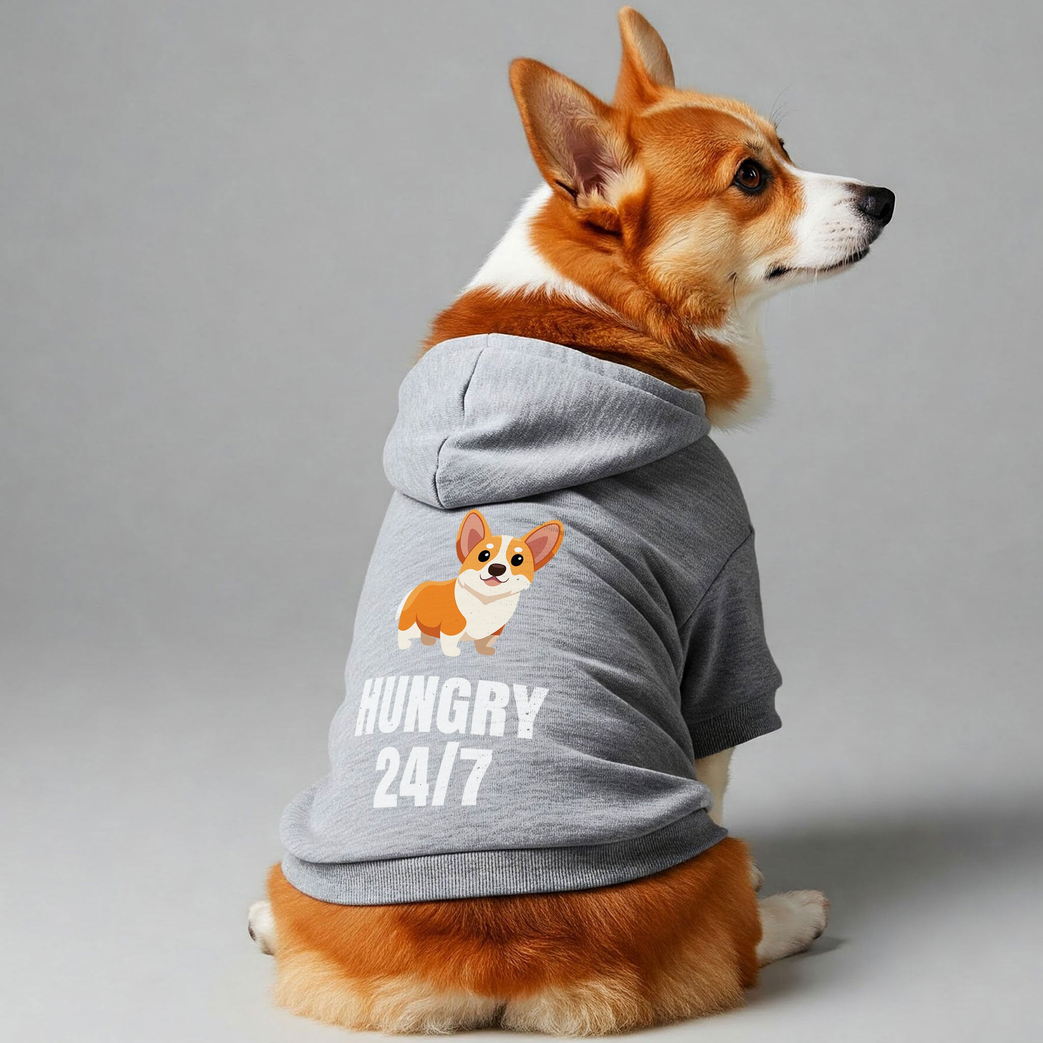 Hungry 24/7 - Corgi Hoodie - Dog Clothes