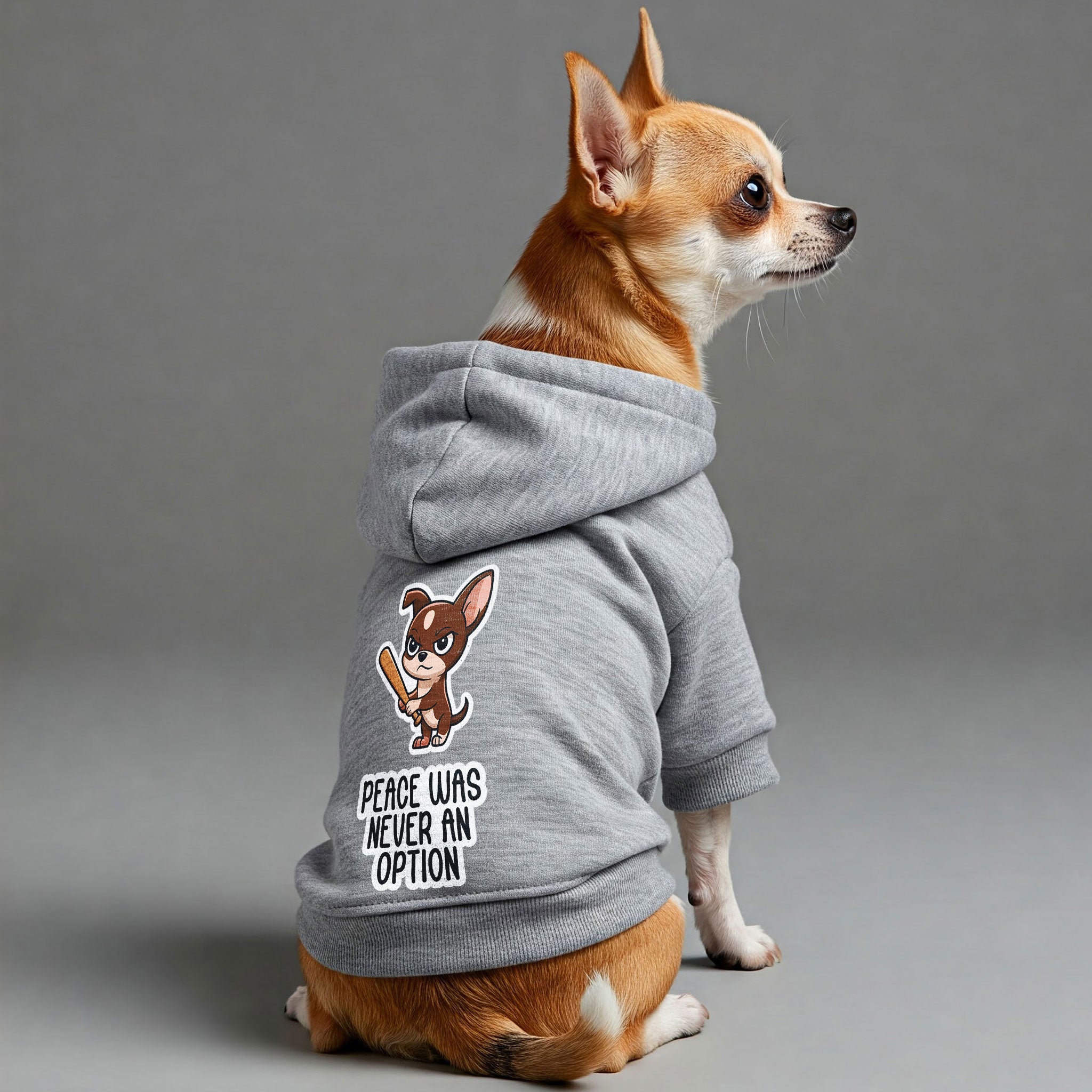PEACE WAS NEVER AN OPTION - Chihuahua Dog Hoodie