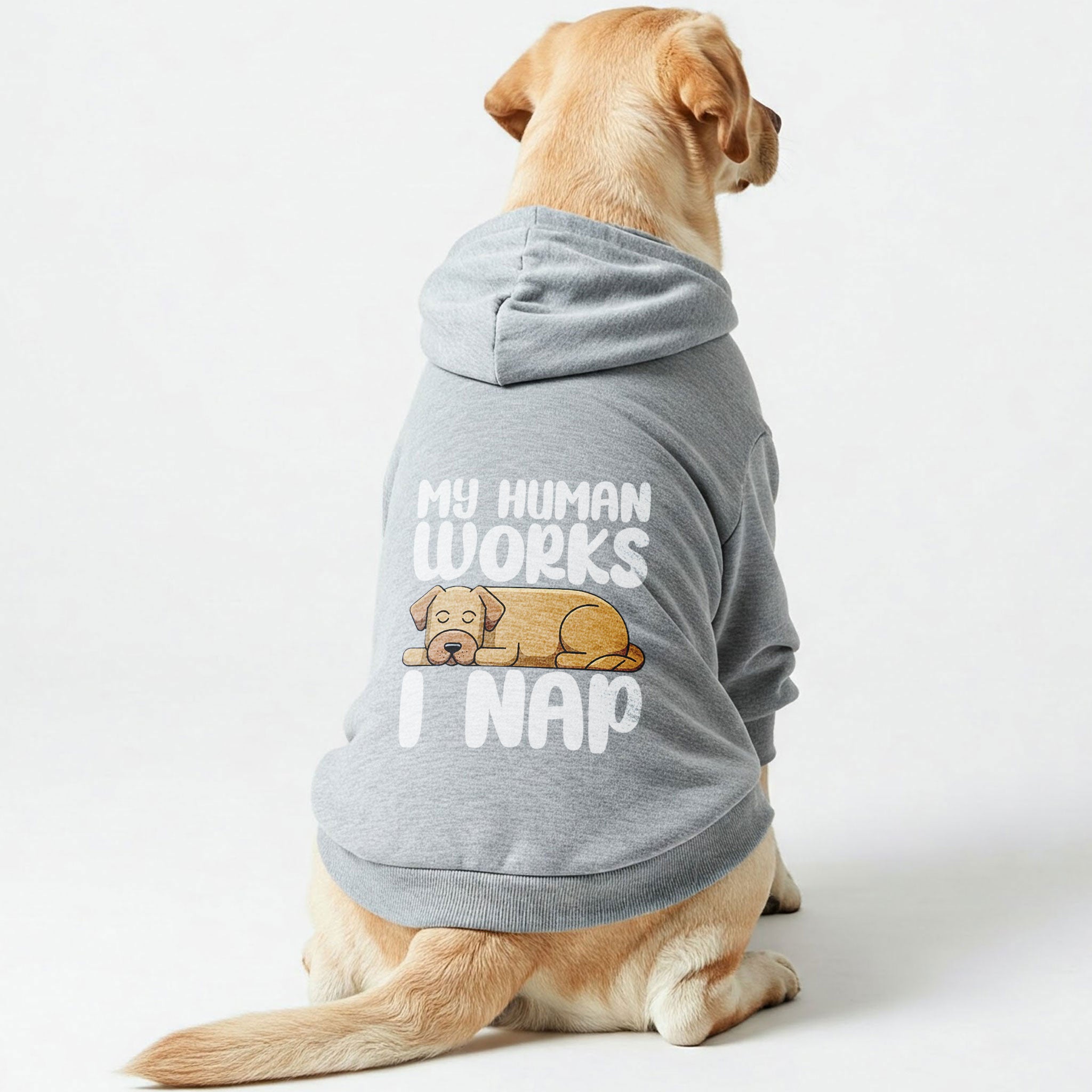 MY HUMAN WORKS, I NAP - Labrador Hoodie - Dog Clothes
