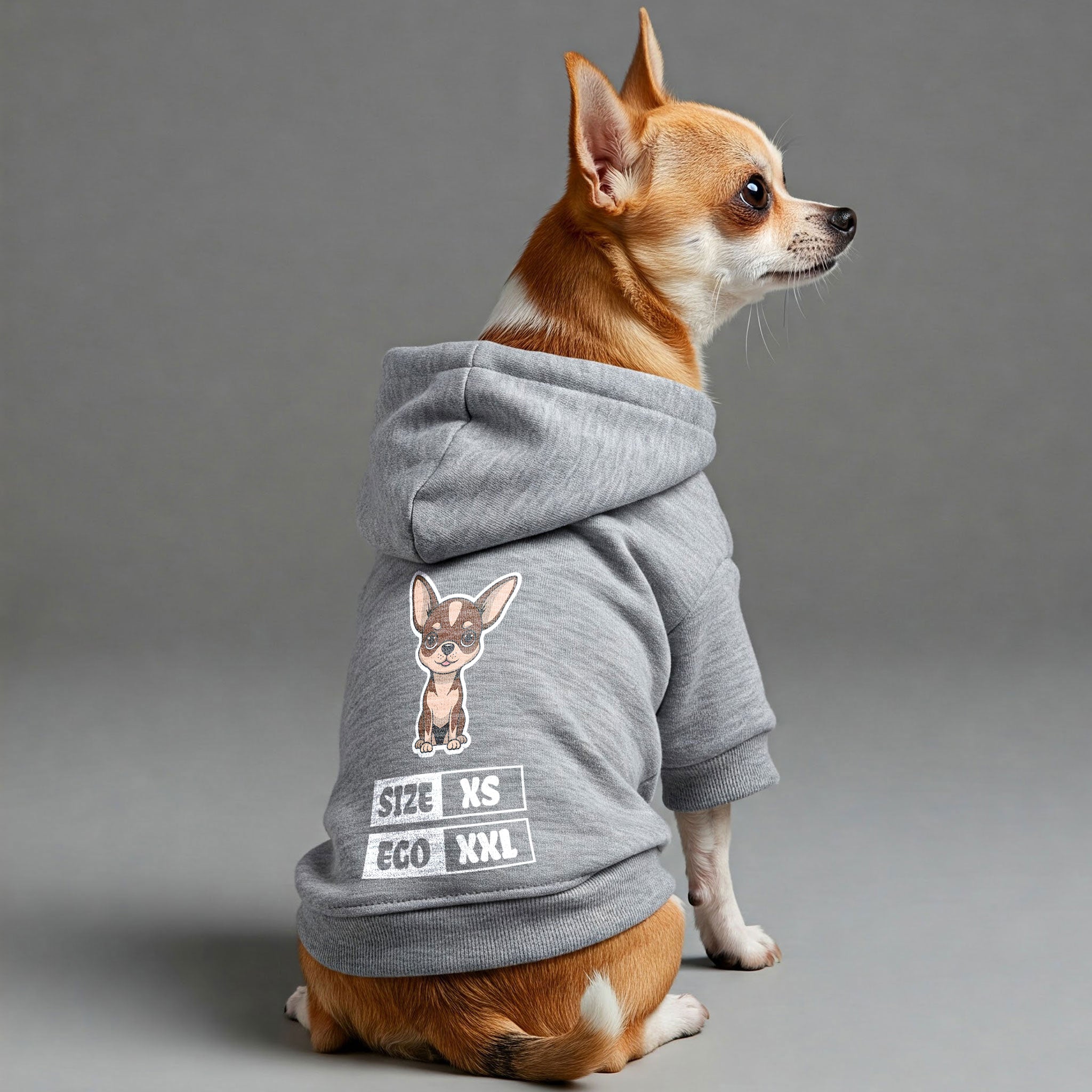 Size: XS, Ego: XXL - Chihuahua Dog Hoodie