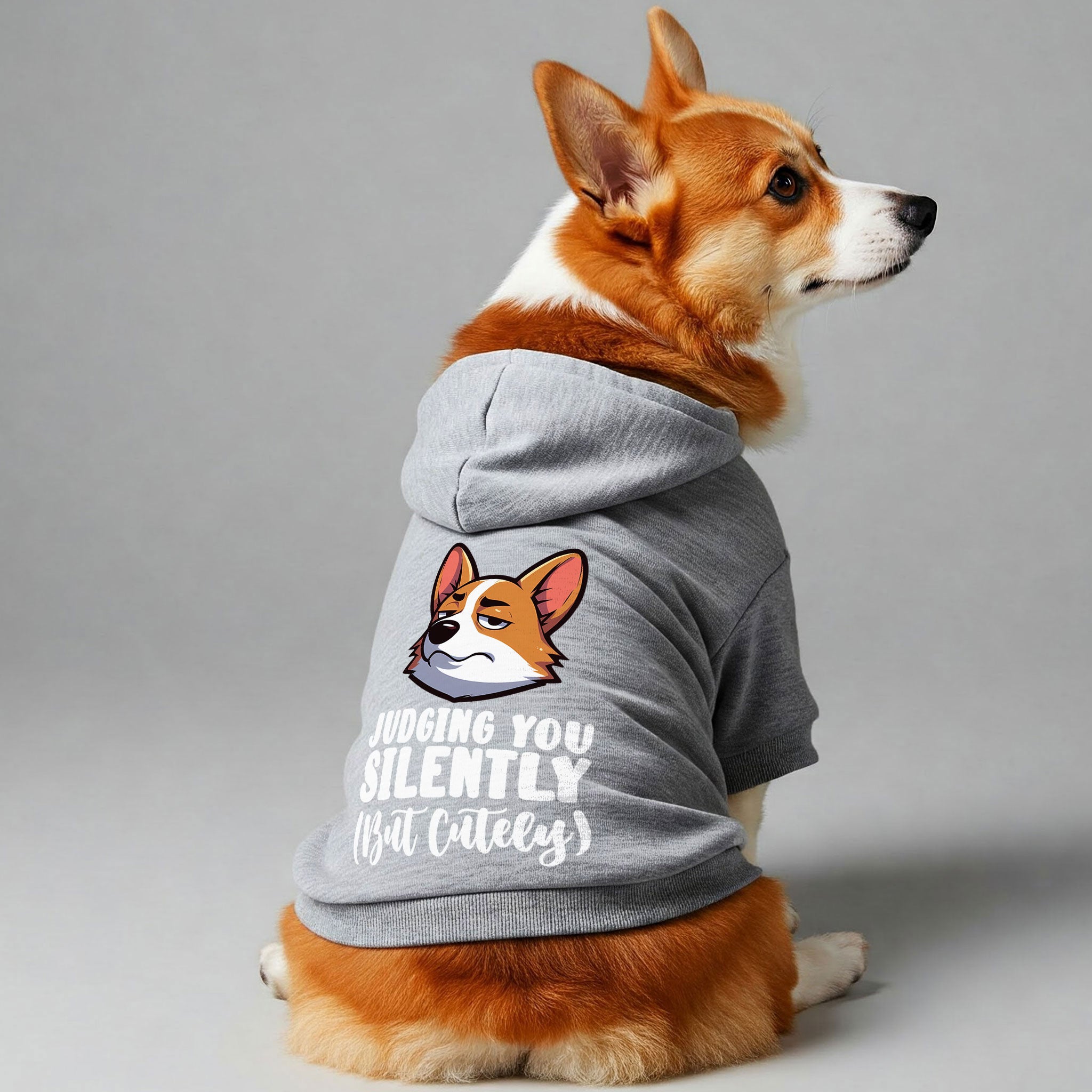 Judging you silently (but cutely) - Corgi Hoodie - Dog Clothes
