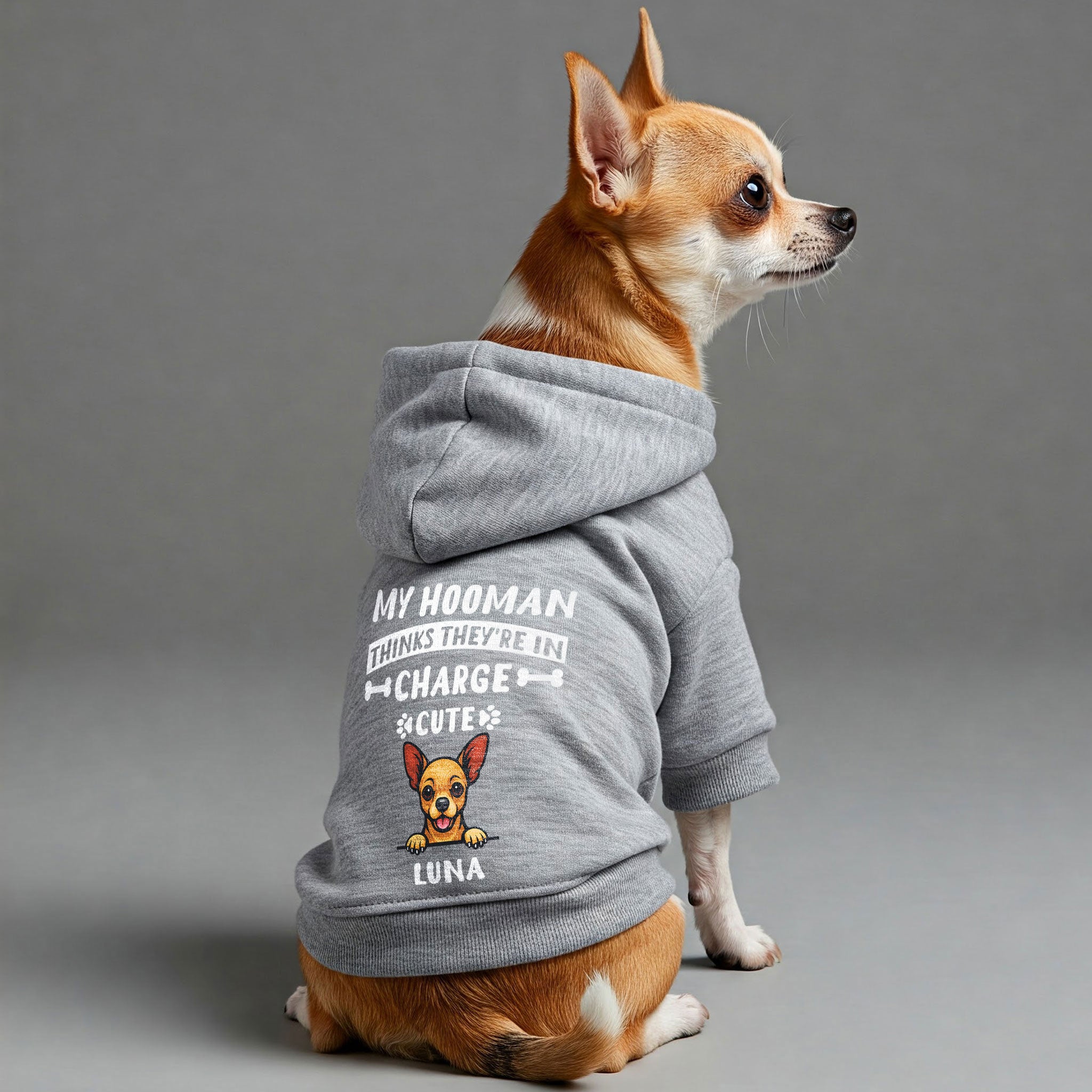 My hooman - Personalized hoodie with your dog's name and face or a clipart of its breed– dog hoodie – dog clothes