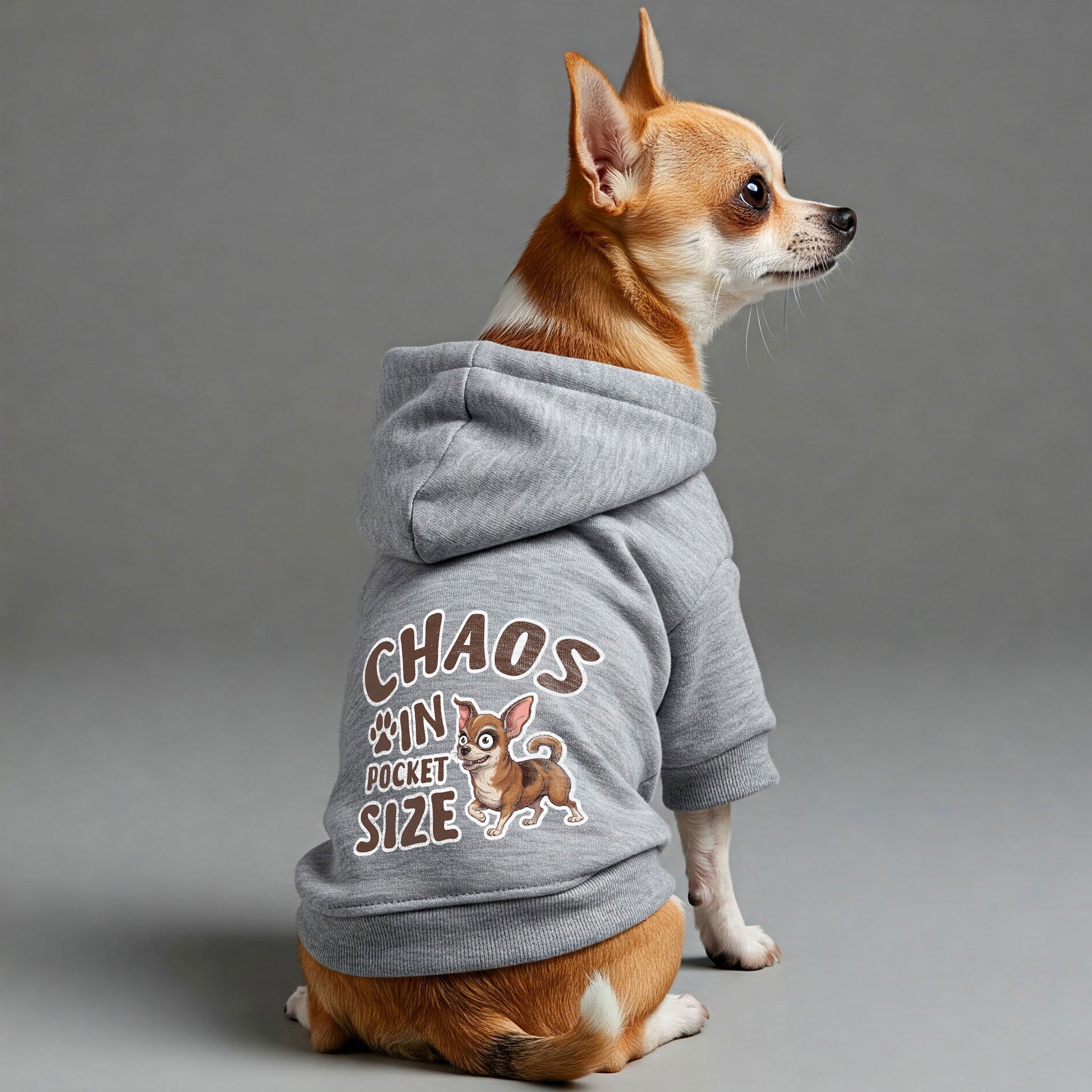 Chaos in Pocket Size - Chihuahua Dog Hoodie