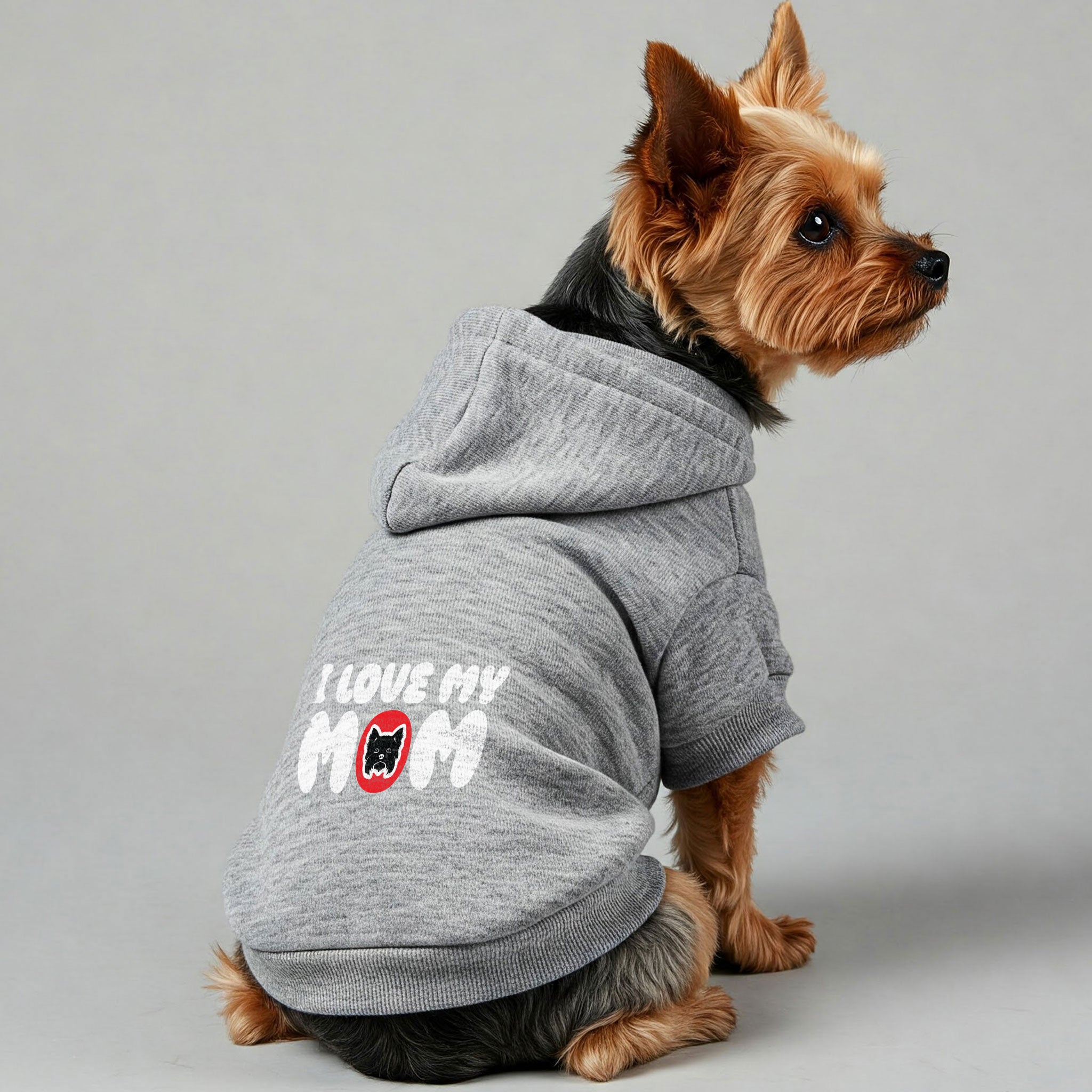 I LOVE MY MOM - Yorkie Hoodie - Dog Clothes