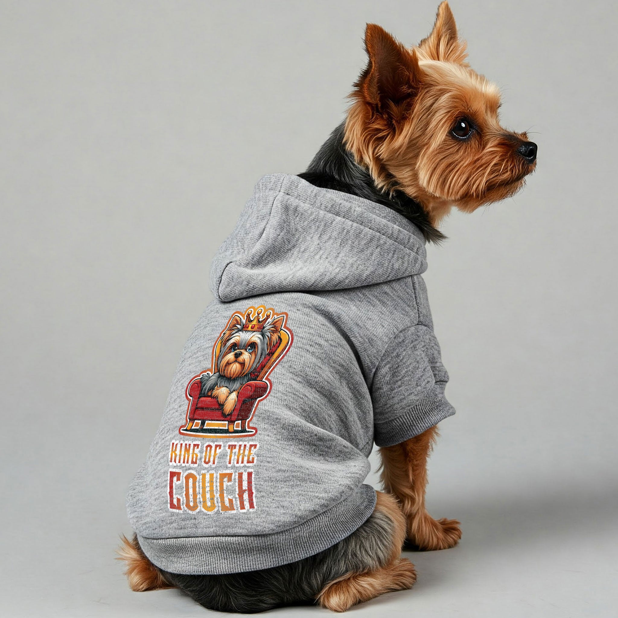 King of the couch - Yorkie Hoodie - Dog Clothes