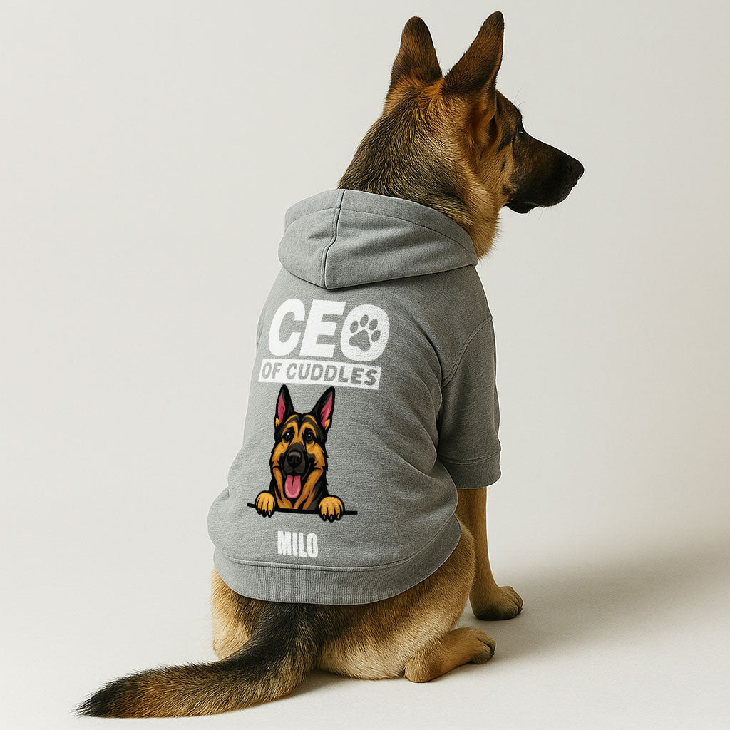 CEO of Cuddles - Personalized hoodie with your dog's name and face or a clipart of its breed– dog hoodie – dog clothes