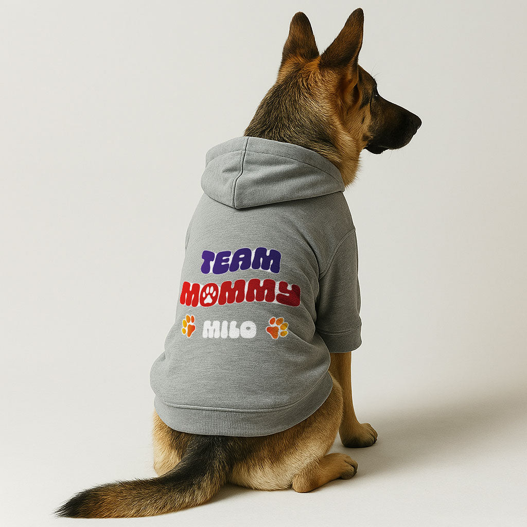 Team Daddy / Mommy -Personalized hoodie featuring your dog’s name and choice of Mommy or Daddy – dog hoodie – dog clothes