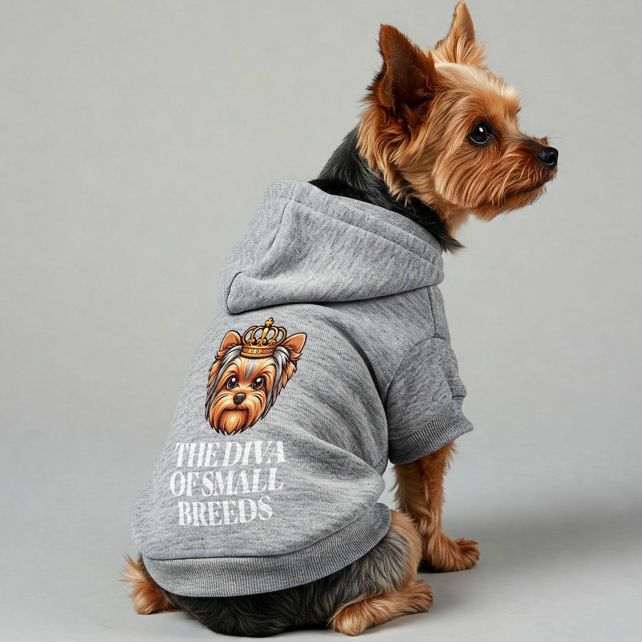 The diva of small breeds - Yorkie Hoodie - Dog Clothes