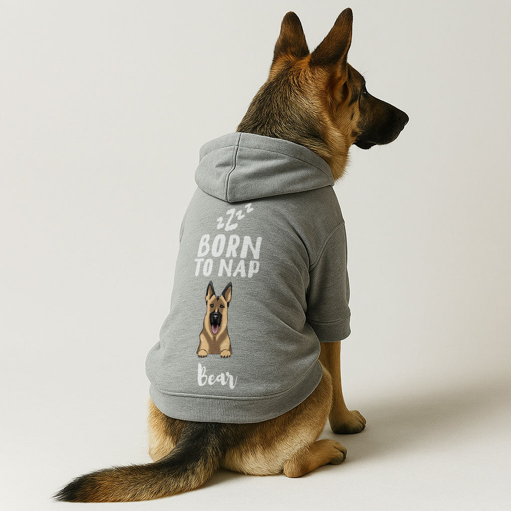 BORN TO NAP - personalized hoodie with your dog name and breed – dog hoodie – dog clothes