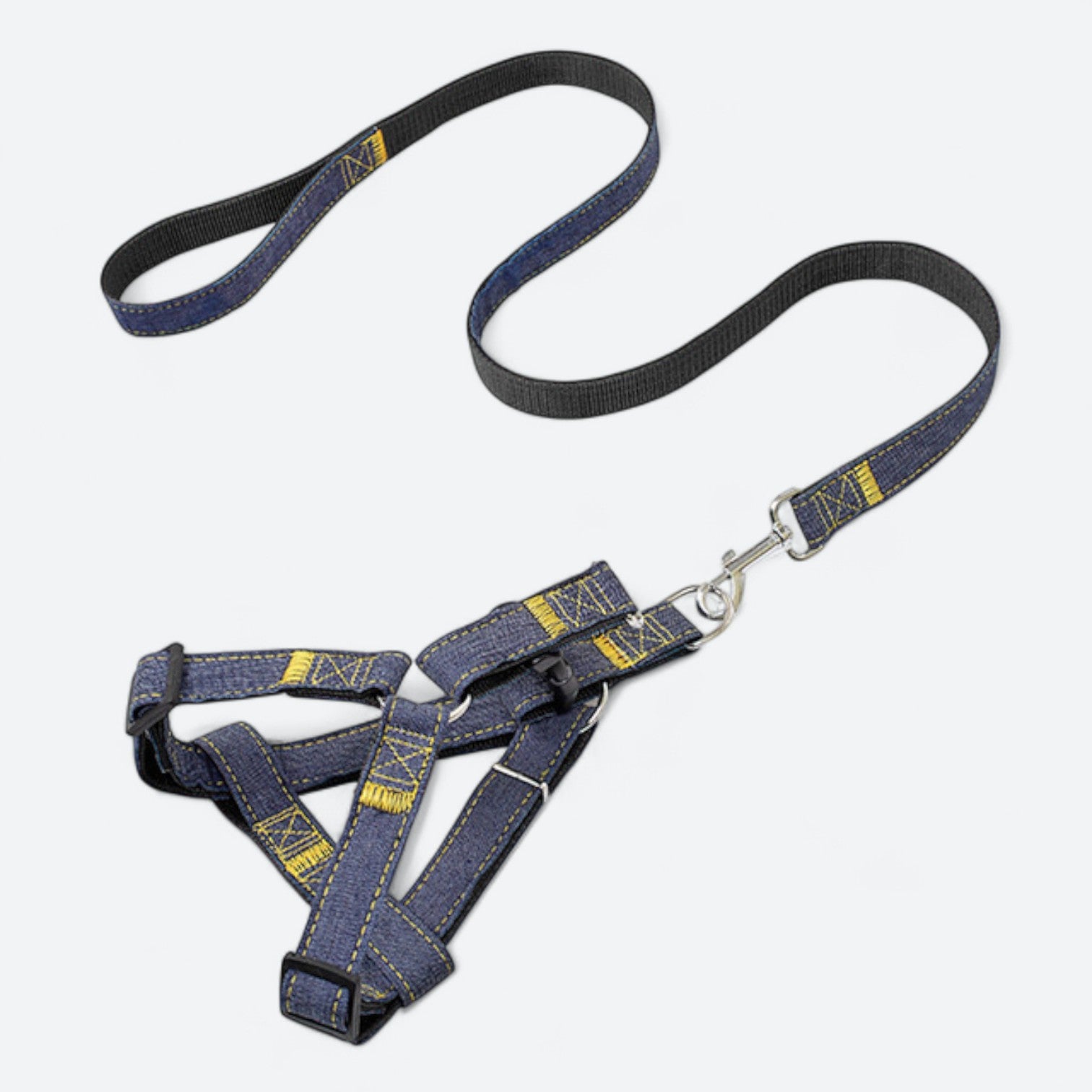 Denim Dog Harness Collar Set