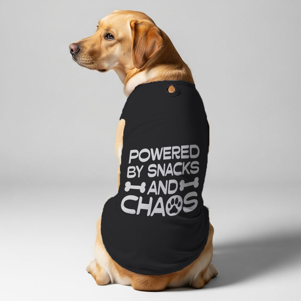 Powered by snacks and chaos – Dog Shirt