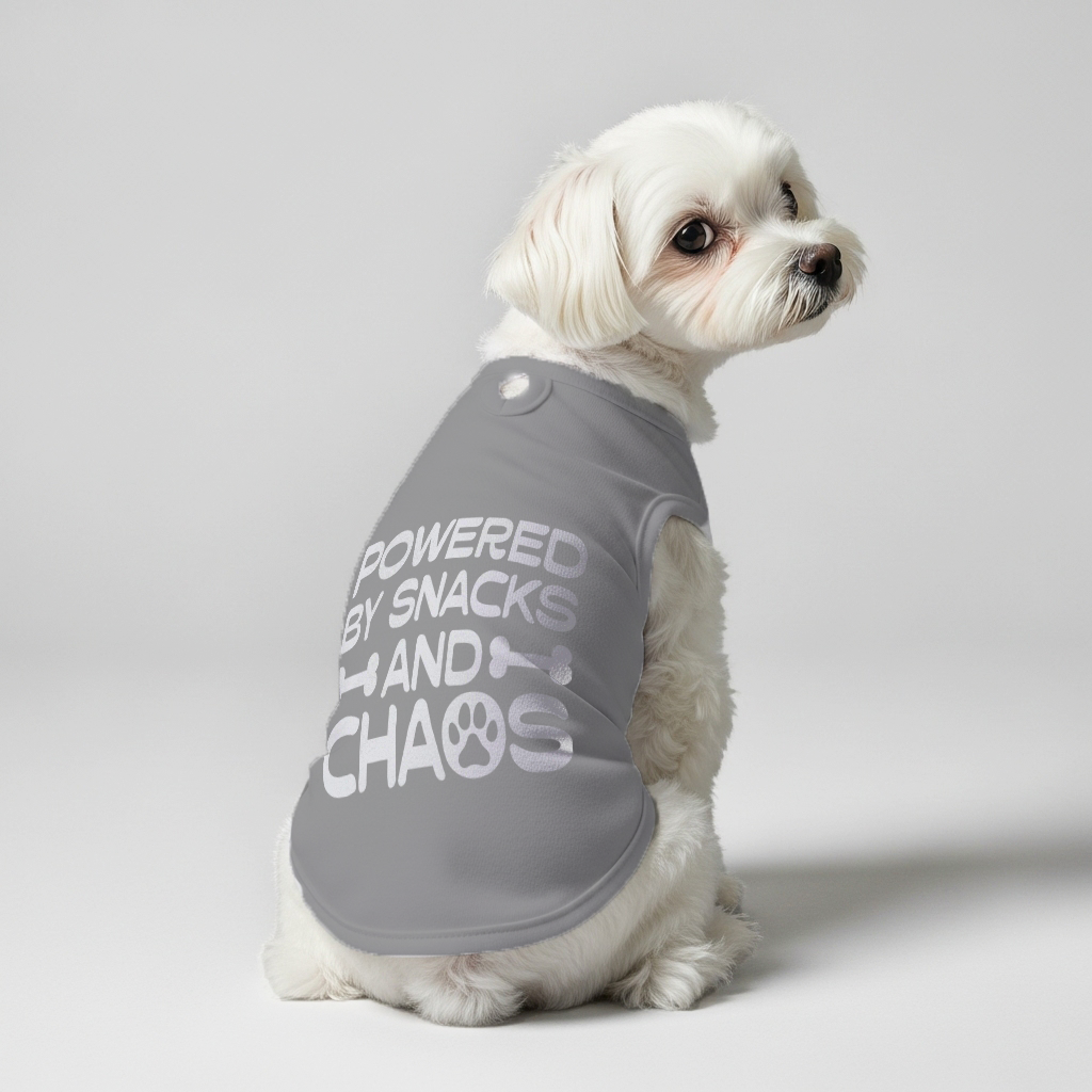 Powered by snacks and chaos – Dog Shirt