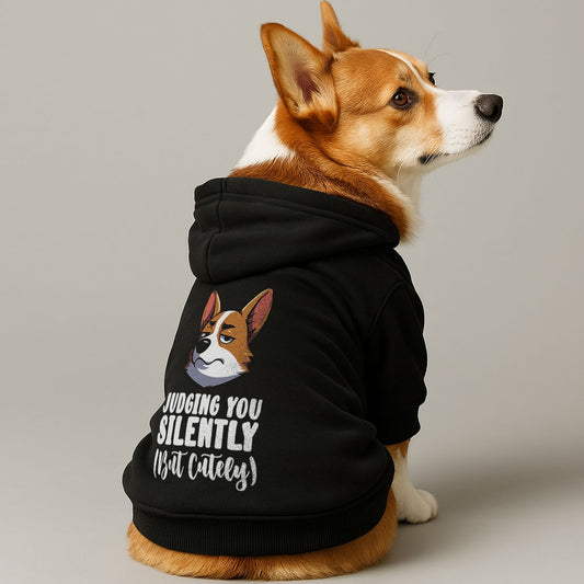 Judging you silently (but cutely) - Corgi Hoodie - Dog Clothes