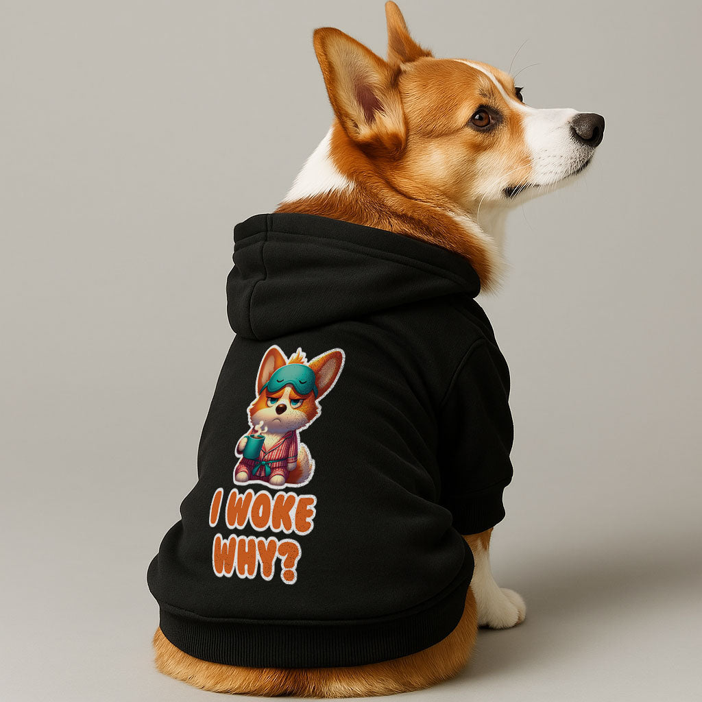 I woke... why? - Corgi Hoodie - Dog Clothes