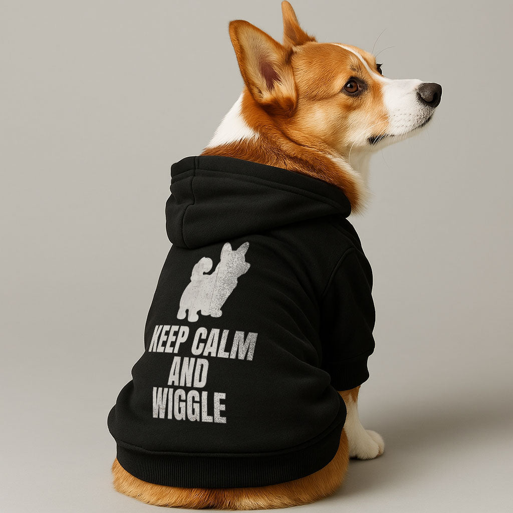 KEEP CALM AND WIGGLE - Corgi Hoodie - Dog Clothes